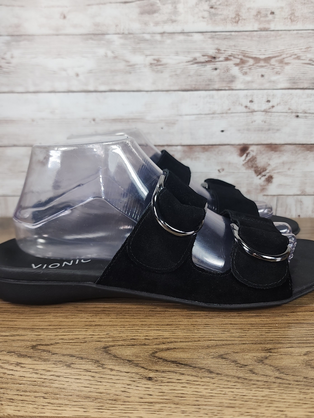 Vionic Women's Corlee Black Suede Sandal Orthotic Comfort Size 9.5
